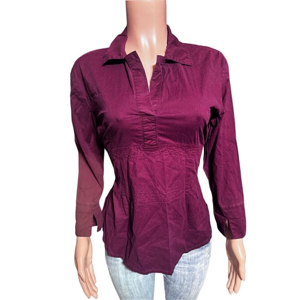 Pulp women Merlot long sleeve tie back pullover shirt M